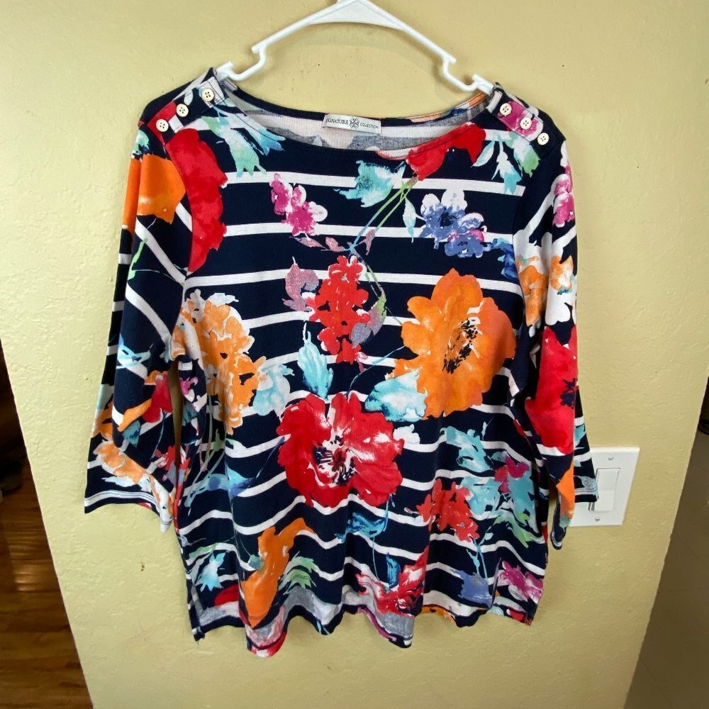 Top 100% cotton Sleeves 3/4 Floral Sz XXL